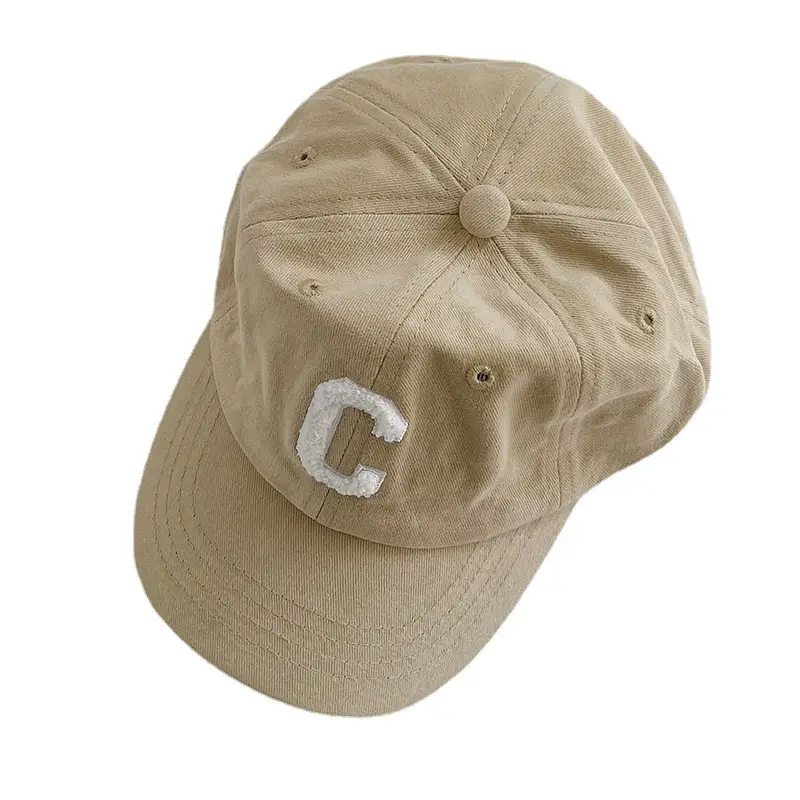 Beige Korean Style Baseball Cap for Kids Girls