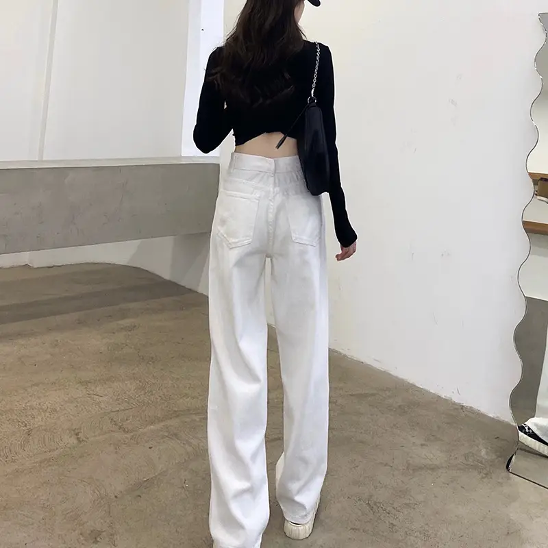 White Wide Leg Pants for Girls Early Spring 2022 Slimming - Image 3