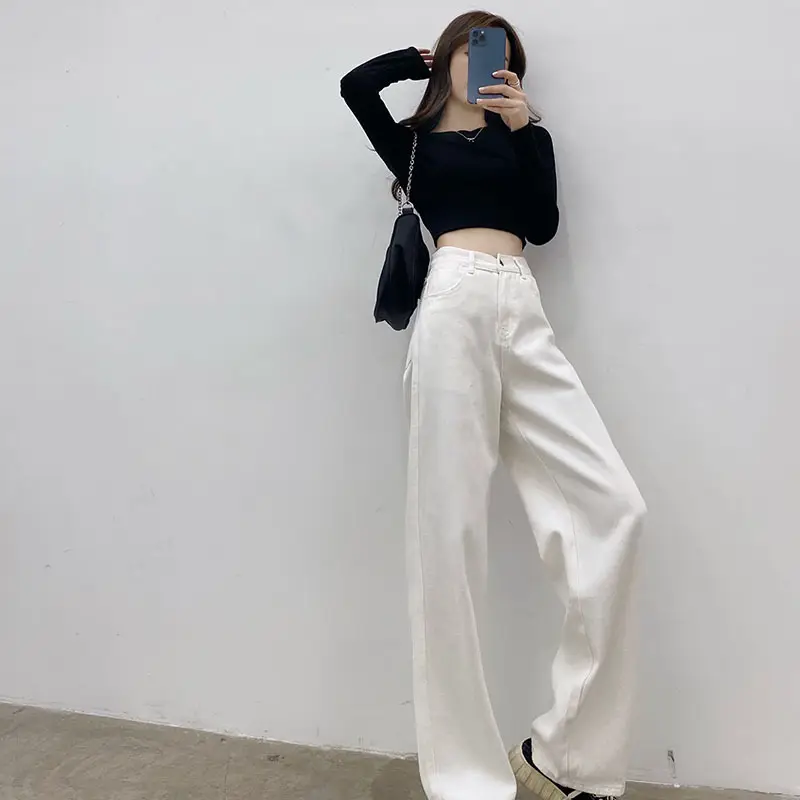 White Wide Leg Pants for Girls Early Spring 2022 Slimming - Image 4
