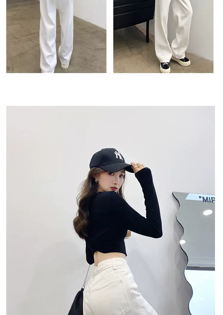 White Wide Leg Pants for Girls Early Spring 2022 Slimming — feature 3