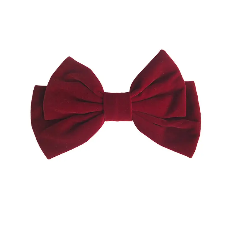 Red Velvet Hairpin with Wide Bow for Women - Image 6