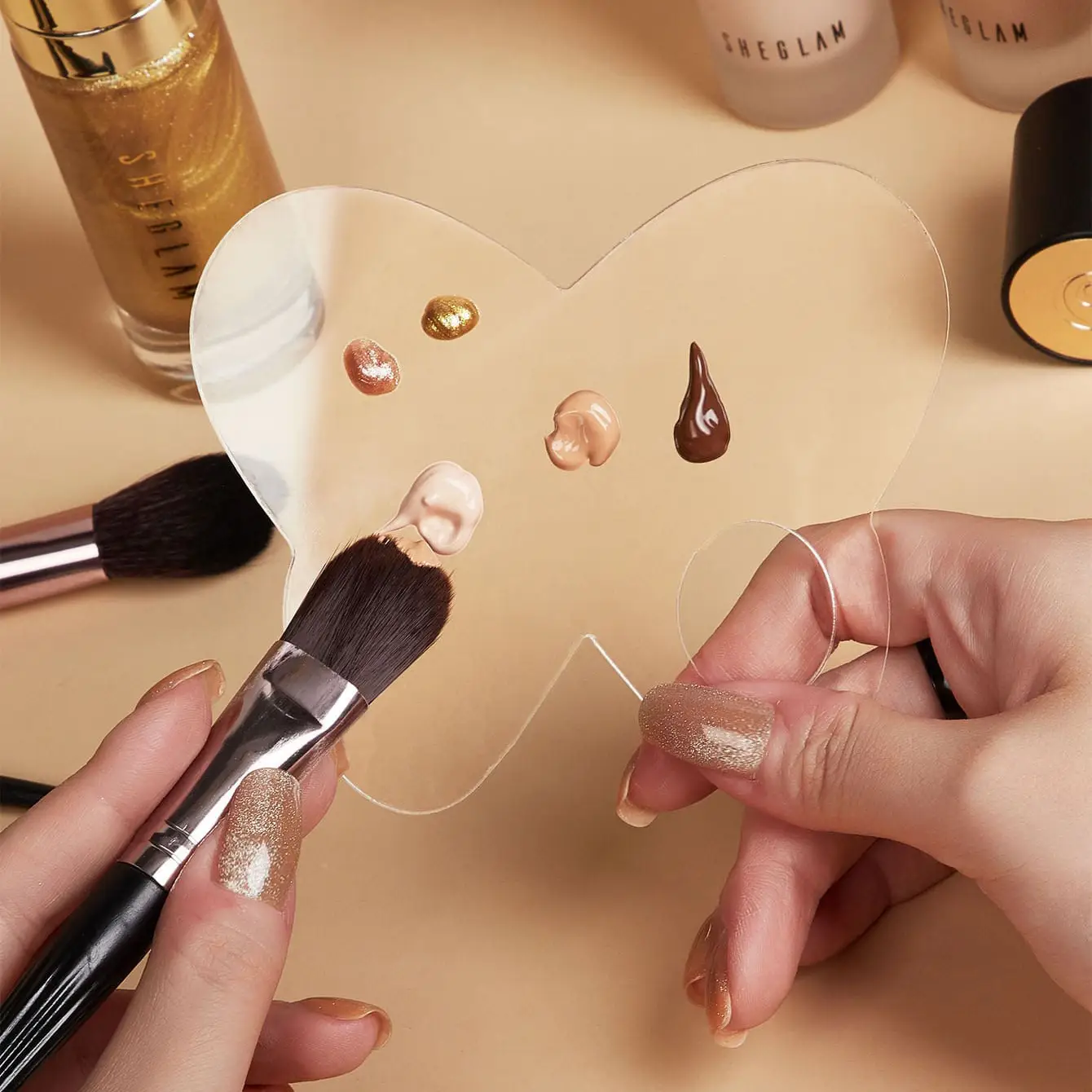 Liquid Foundation Palette for Makeup Artists with Acrylic Blending Plate