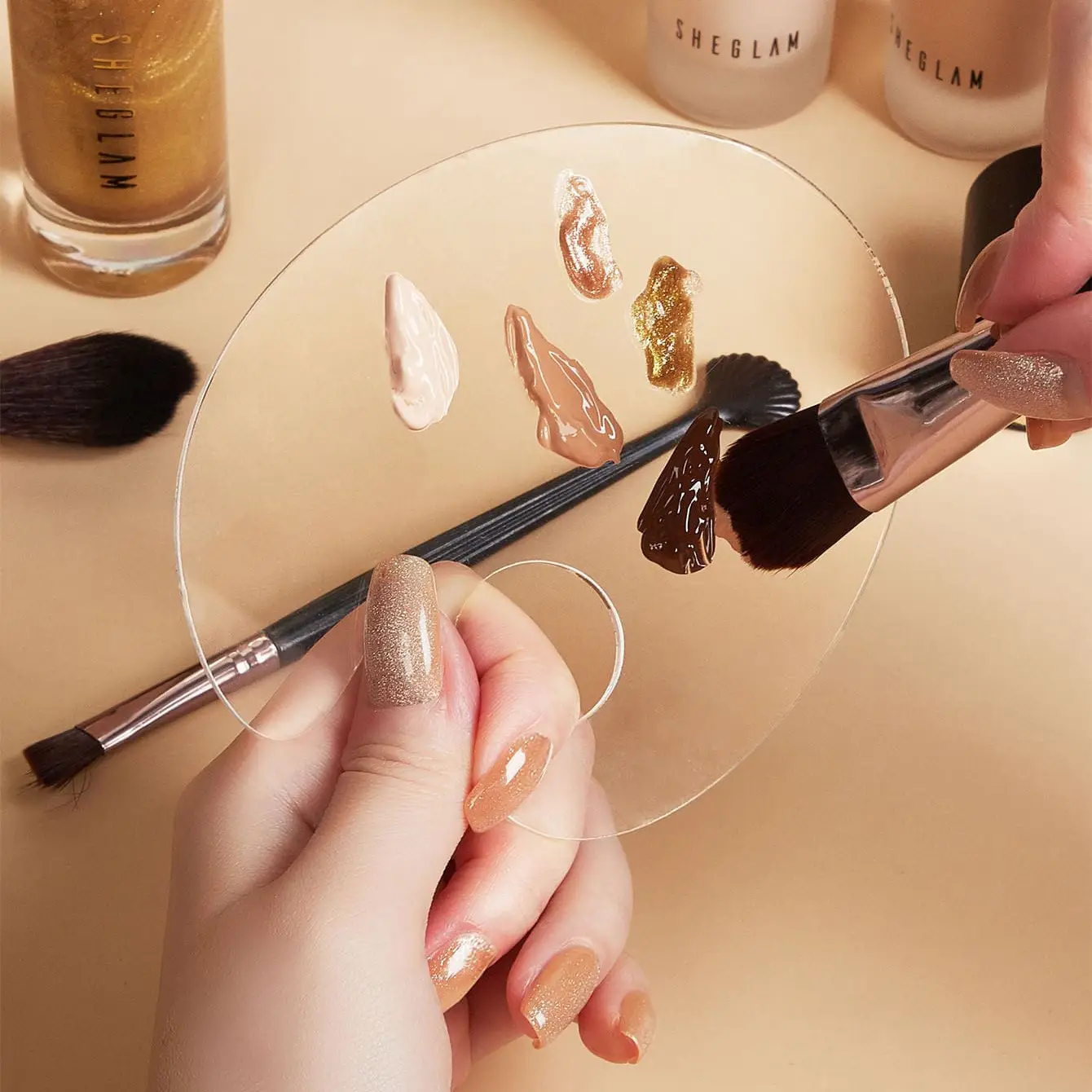 Liquid Foundation Palette for Makeup Artists with Acrylic Blending Plate