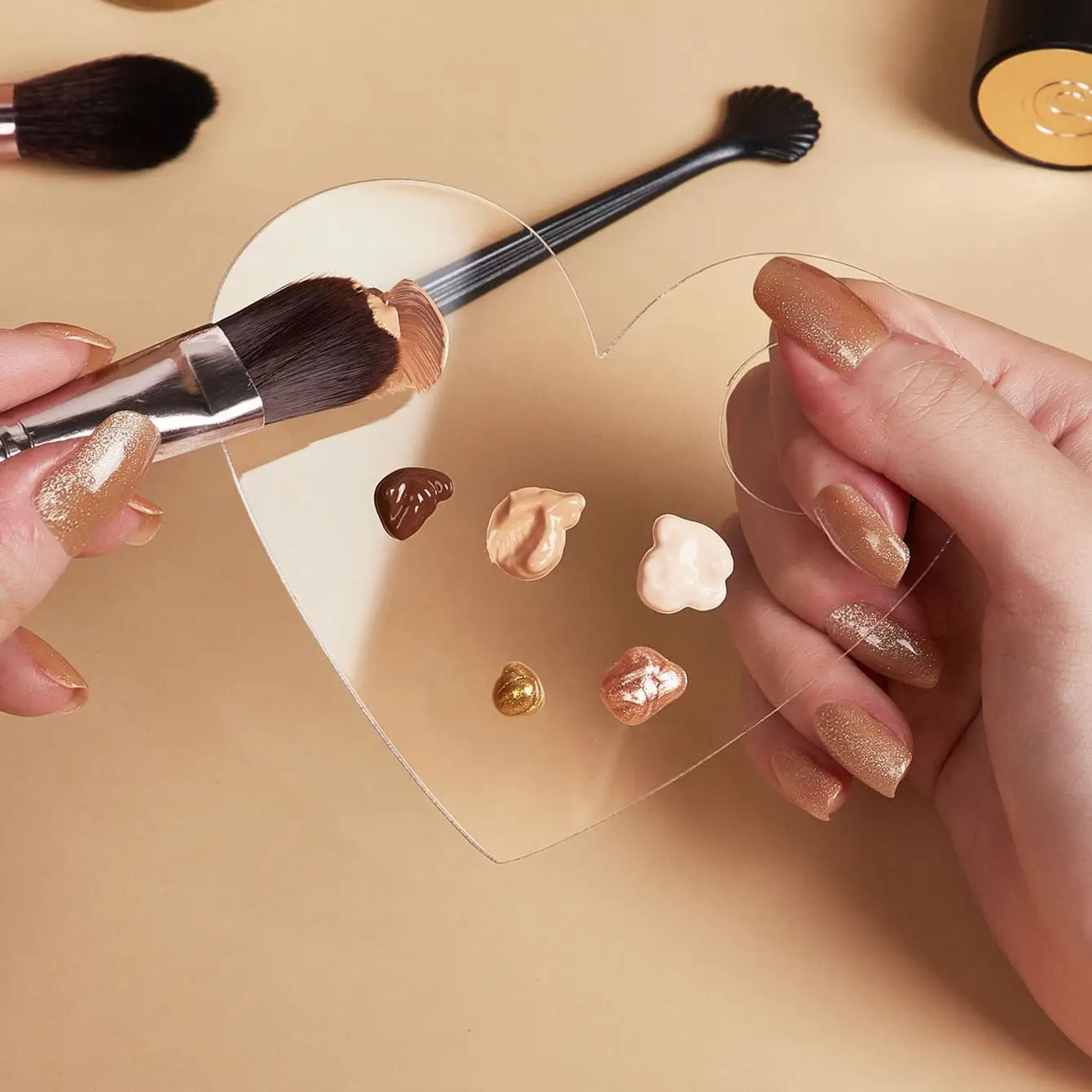 Liquid Foundation Palette for Makeup Artists with Acrylic Blending Plate
