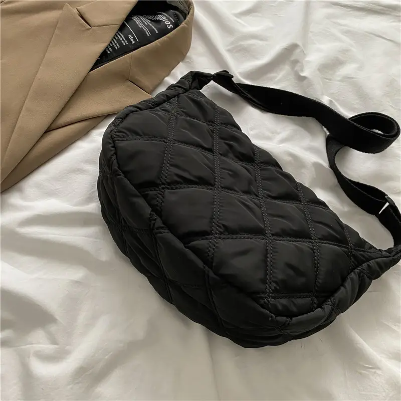 Women's Diamond Embroidery Quilted Shoulder Bag Cream - Image 6