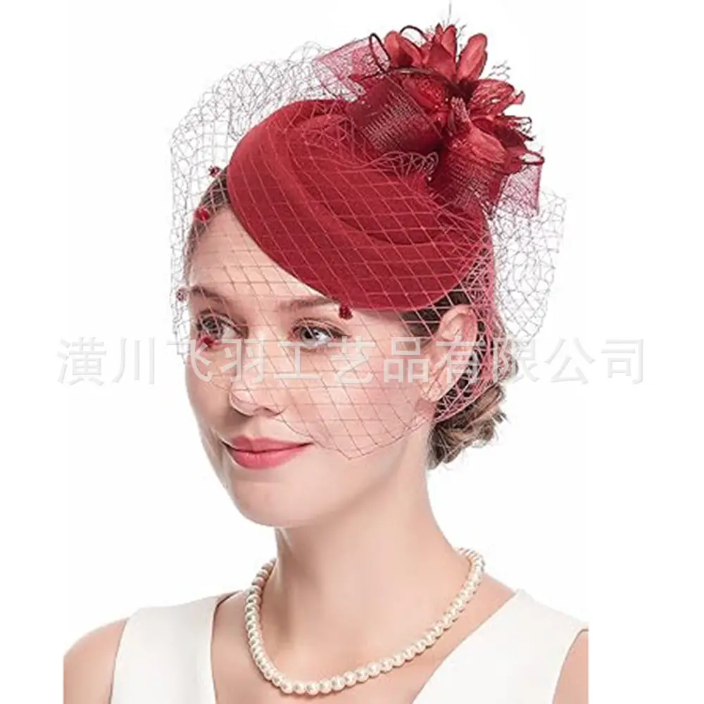Blue Net Veil Hair Accessory for Women Vintage Topper - Image 8