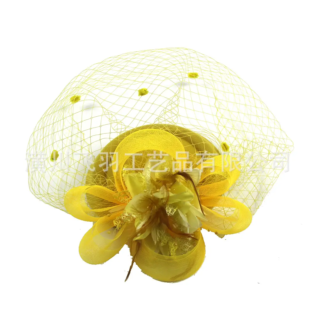 Blue Net Veil Hair Accessory for Women Vintage Topper - Image 2
