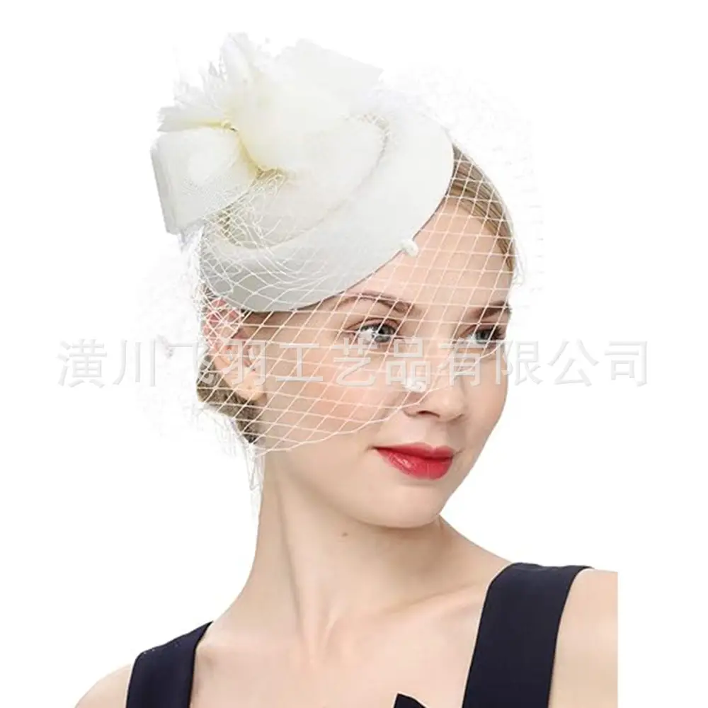 Blue Net Veil Hair Accessory for Women Vintage Topper - Image 9