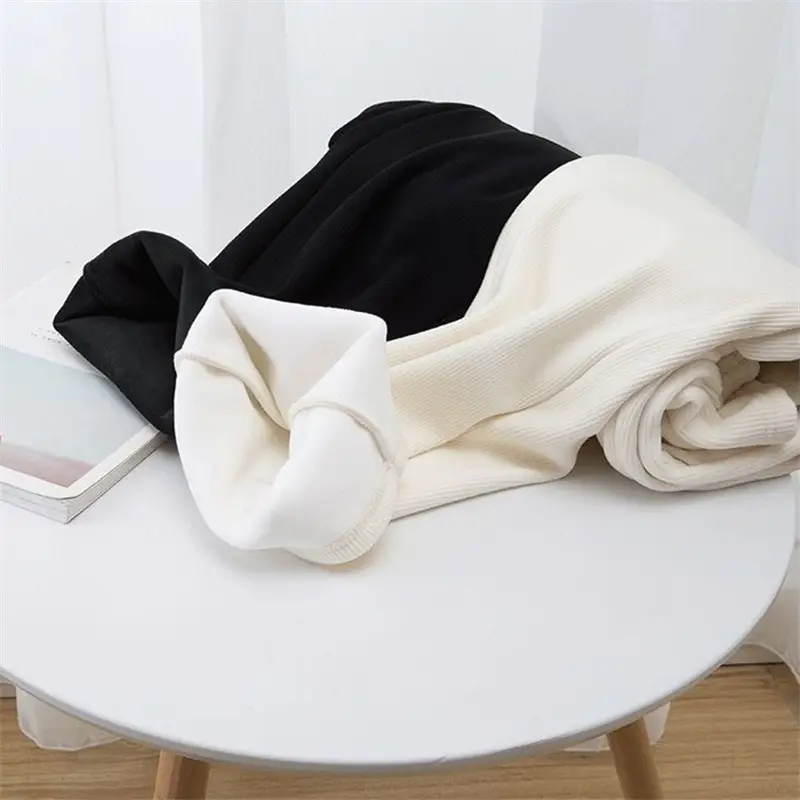 Women's Winter Fleece Lined Wide-leg Pants White - Image 4
