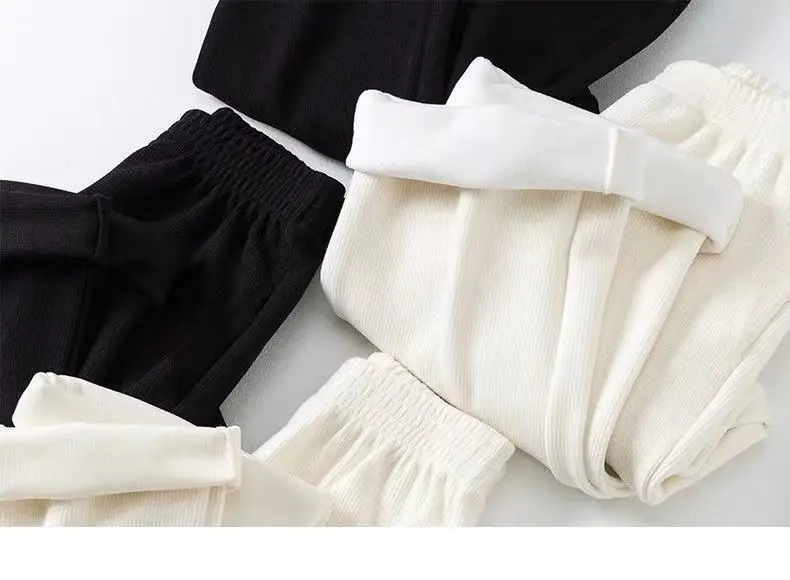 Women's Winter Fleece Lined Wide-leg Pants White — feature 13