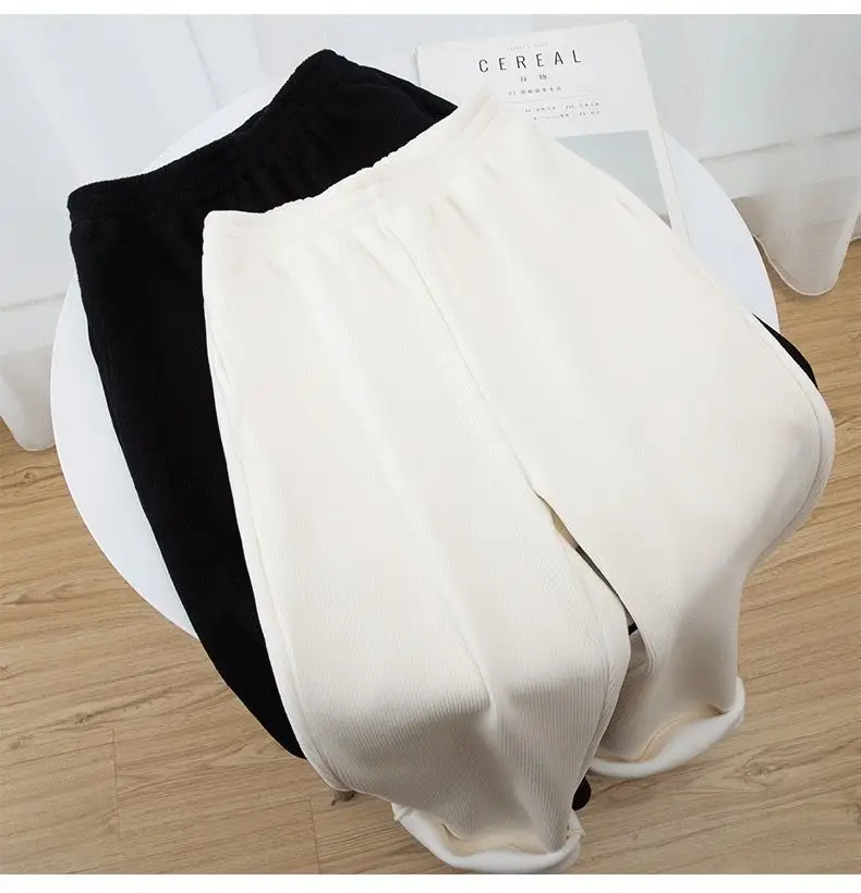 Women's Winter Fleece Lined Wide-leg Pants White — feature 14
