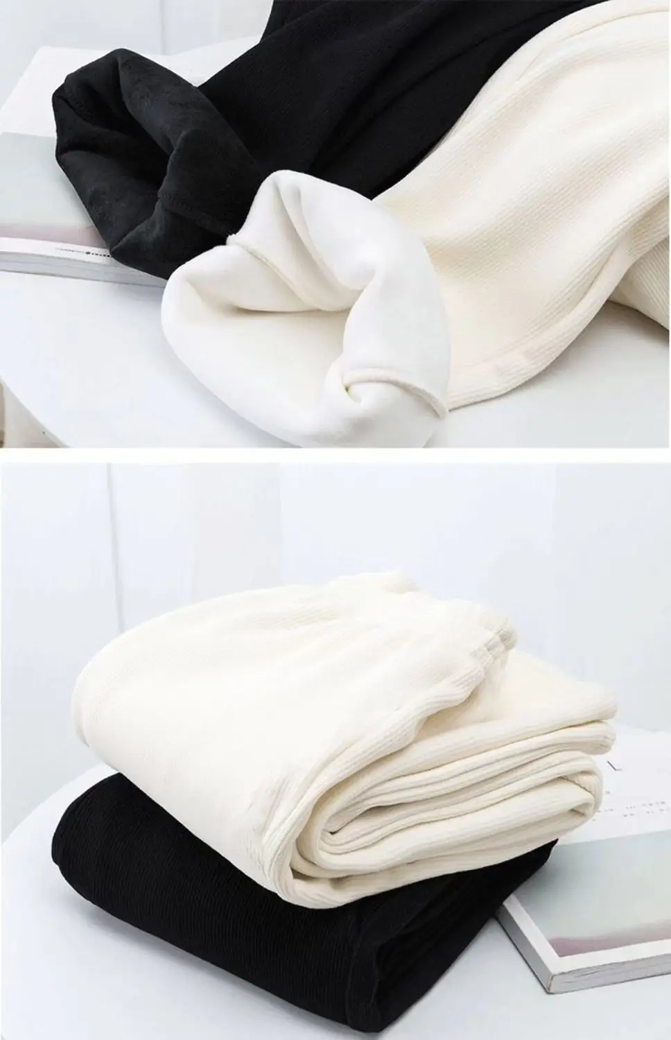 Women's Winter Fleece Lined Wide-leg Pants White — feature 2