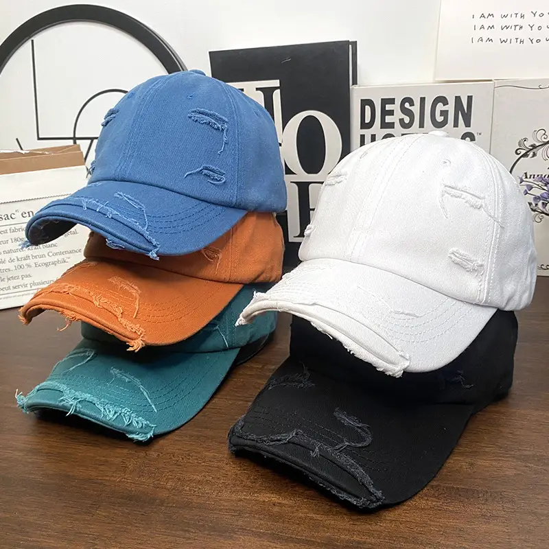 Men Ripped Wash Cap Turquoise Baseball Cap