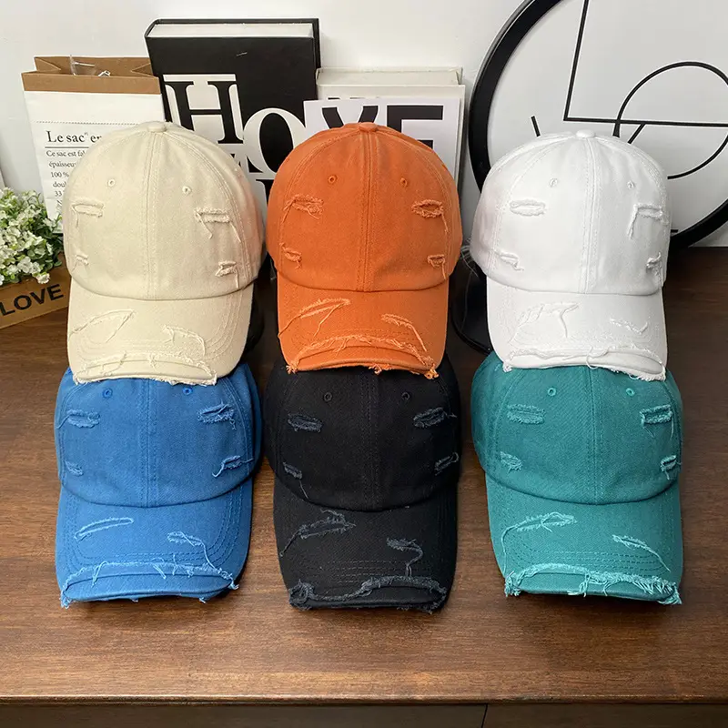 Men Ripped Wash Cap Turquoise Baseball Cap