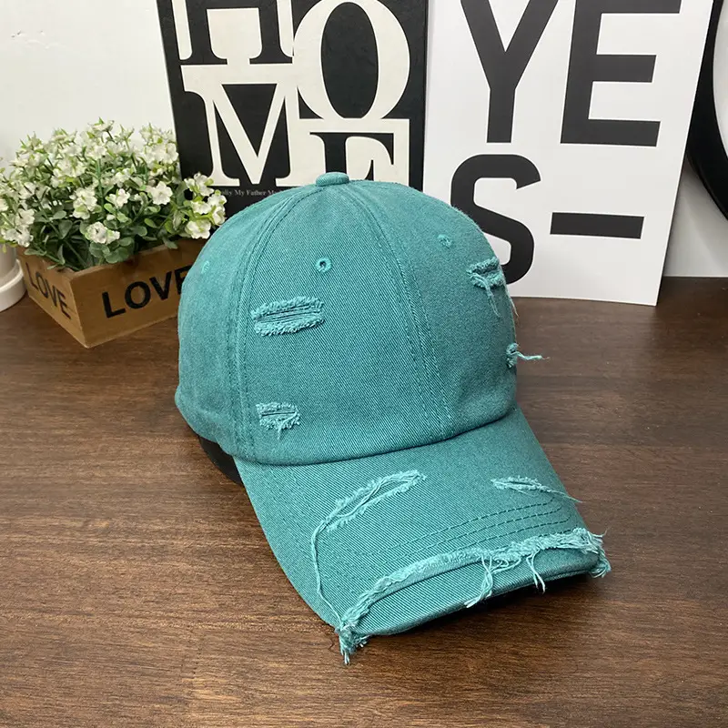 Men Ripped Wash Cap Turquoise Baseball Cap