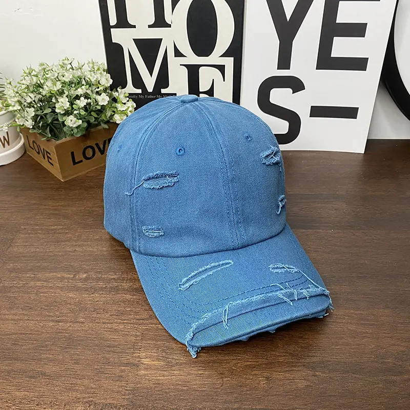 Men Ripped Wash Cap Turquoise Baseball Cap