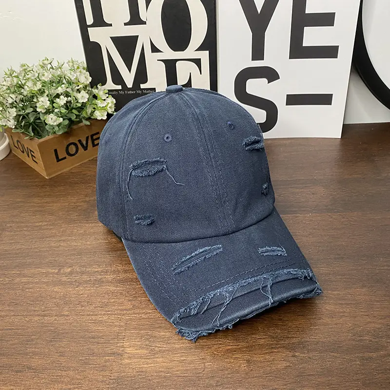 Men Ripped Wash Cap Turquoise Baseball Cap
