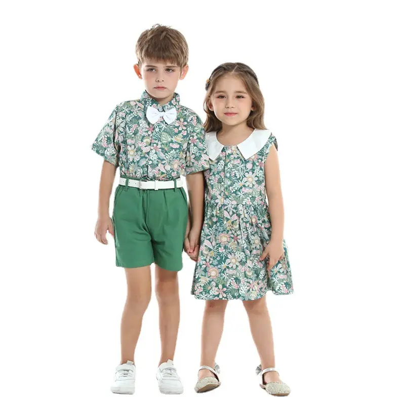 2025 Summer Floral Cotton Belt Shorts Set for Boys - Image 9