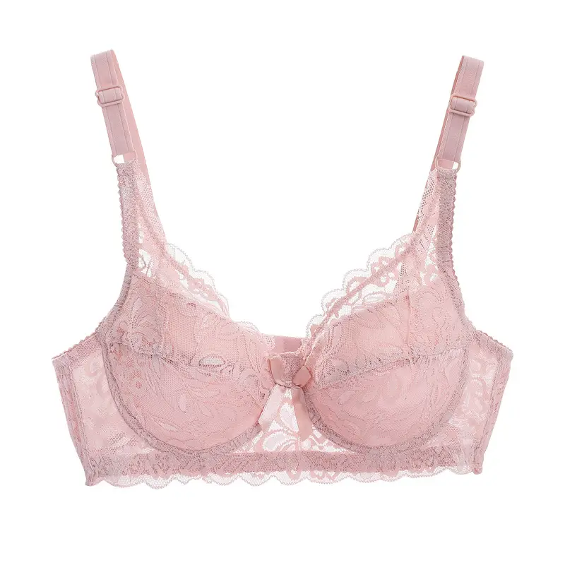 Foreign trade spot large size bra women's ultra-thin no sponge gathered underwear sexy lace bra big chest small