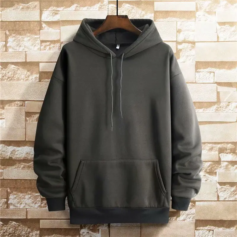 Men Velvet Hoodie White Loose Fit Large - Image 10