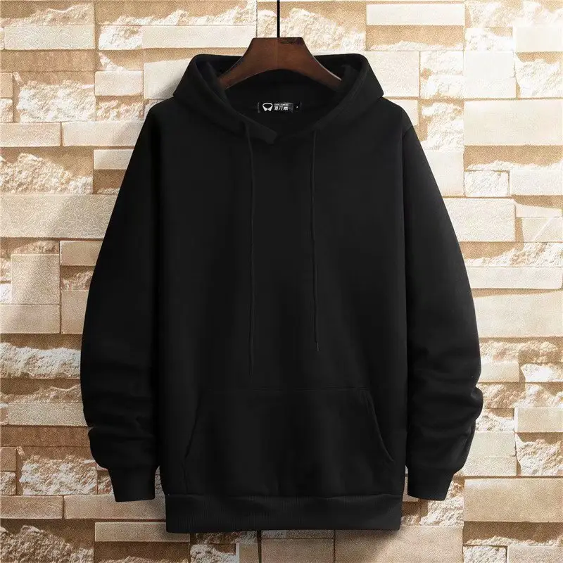 Men Velvet Hoodie White Loose Fit Large - Image 2