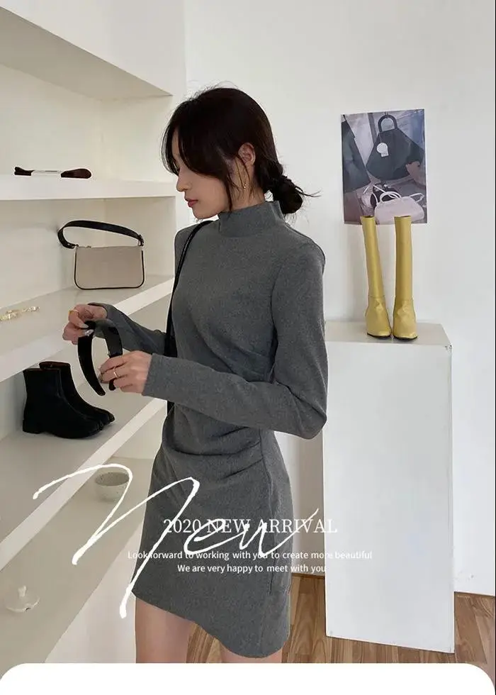 French 2024 Black Pleated Slim Fitting Bottom Dress — feature 1