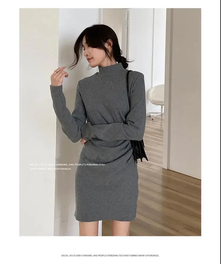 French 2024 Black Pleated Slim Fitting Bottom Dress — feature 7