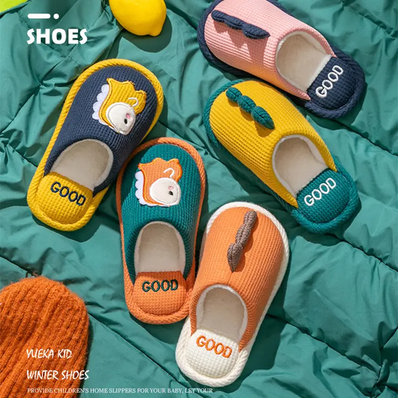 Cartoon Children's Cotton Slippers 2025 Winter Women's Home Closed-Toe Winter Parent-Child Thickened Warm Cotton Slippers