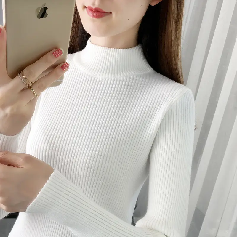 Korean Style Sweater with Half-High Collar for Women - Image 13