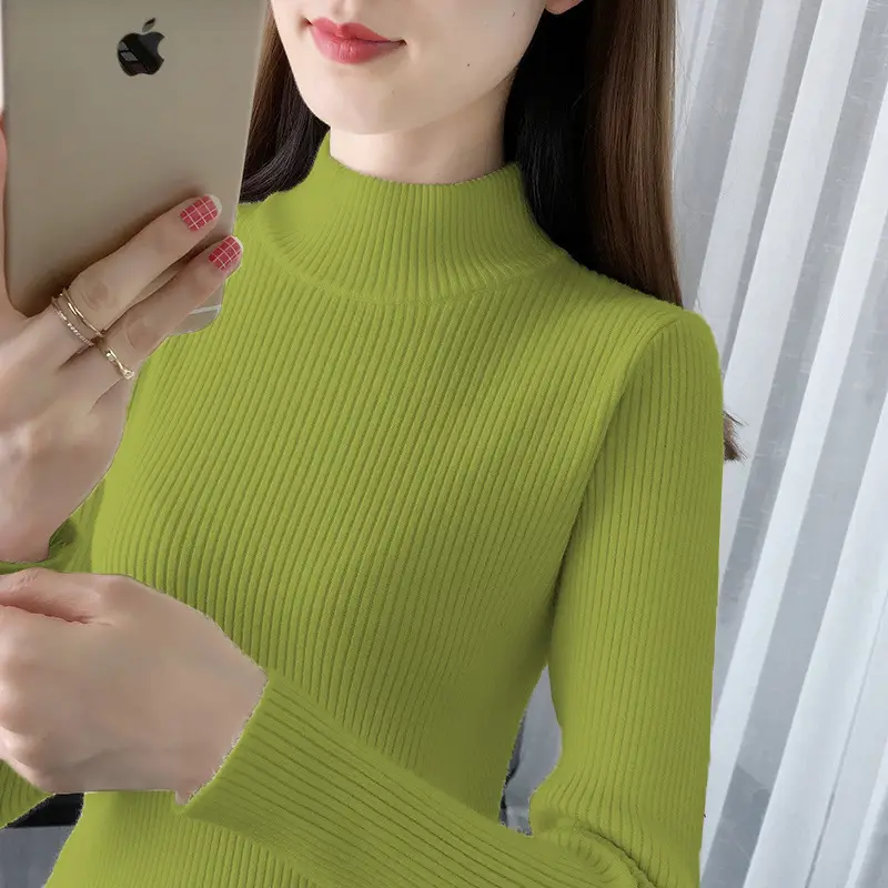 Korean Style Sweater with Half-High Collar for Women - Image 11