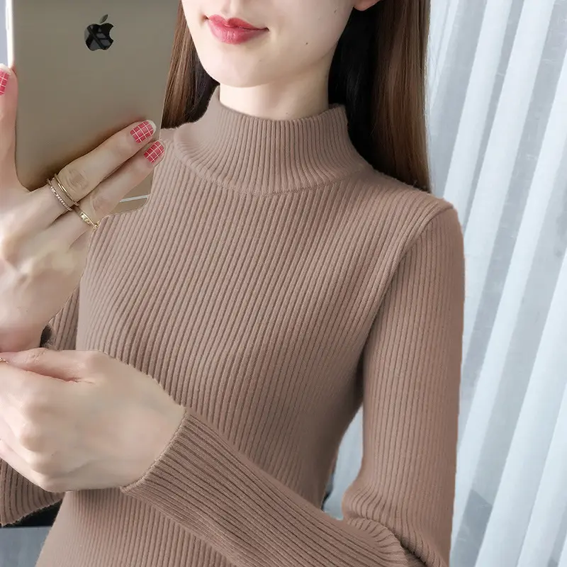 Korean Style Sweater with Half-High Collar for Women - Image 5