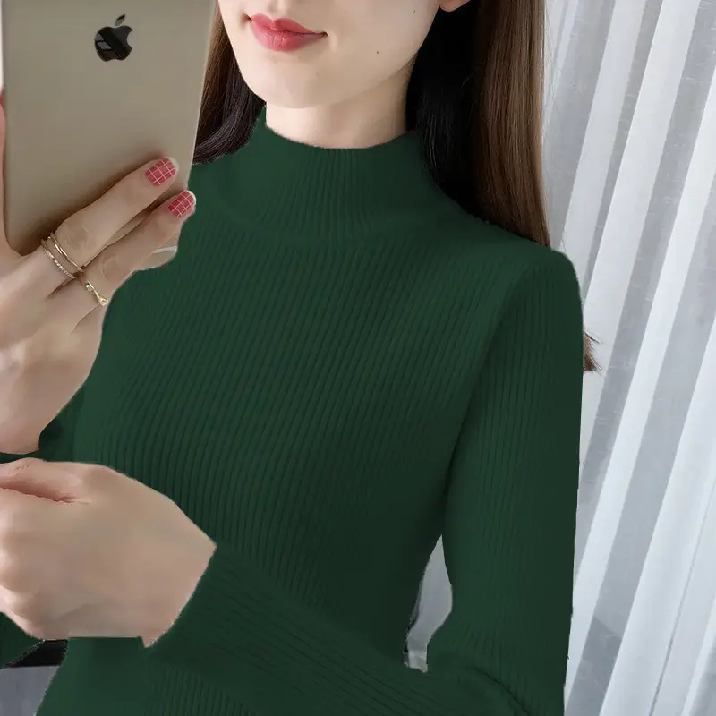 Korean Style Sweater with Half-High Collar for Women - Image 8