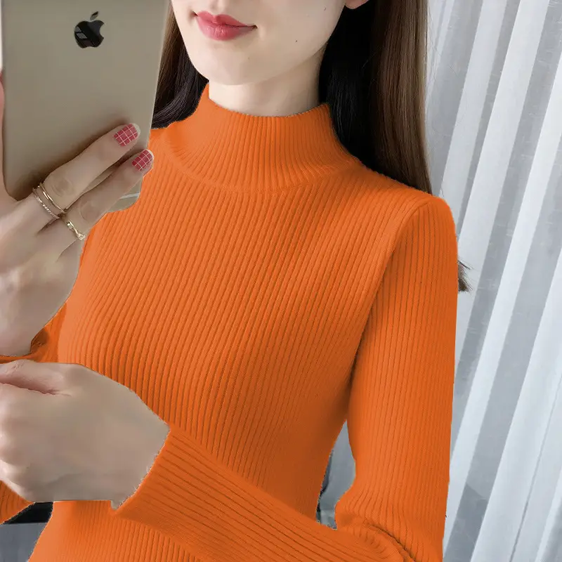 Korean Style Sweater with Half-High Collar for Women - Image 9