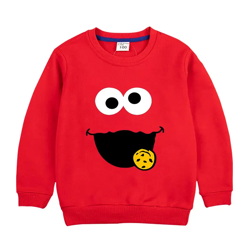 Gray Cartoon Face Cotton Sweater for Kids