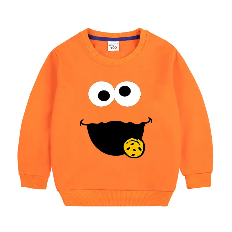 Gray Cartoon Face Cotton Sweater for Kids