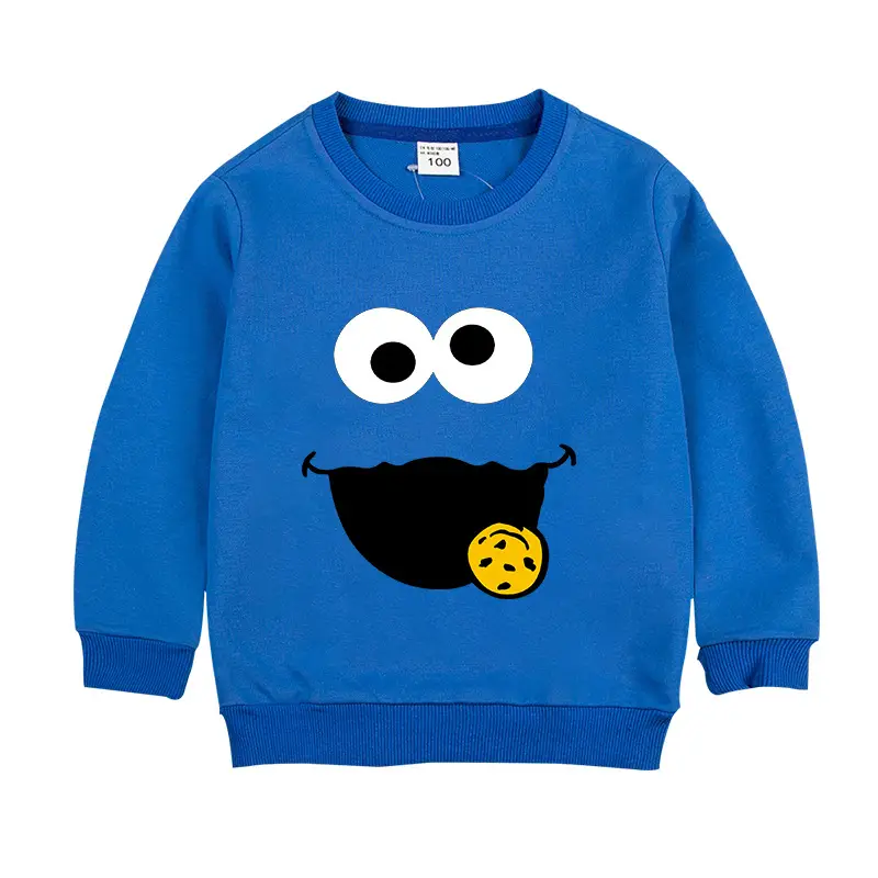 Gray Cartoon Face Cotton Sweater for Kids