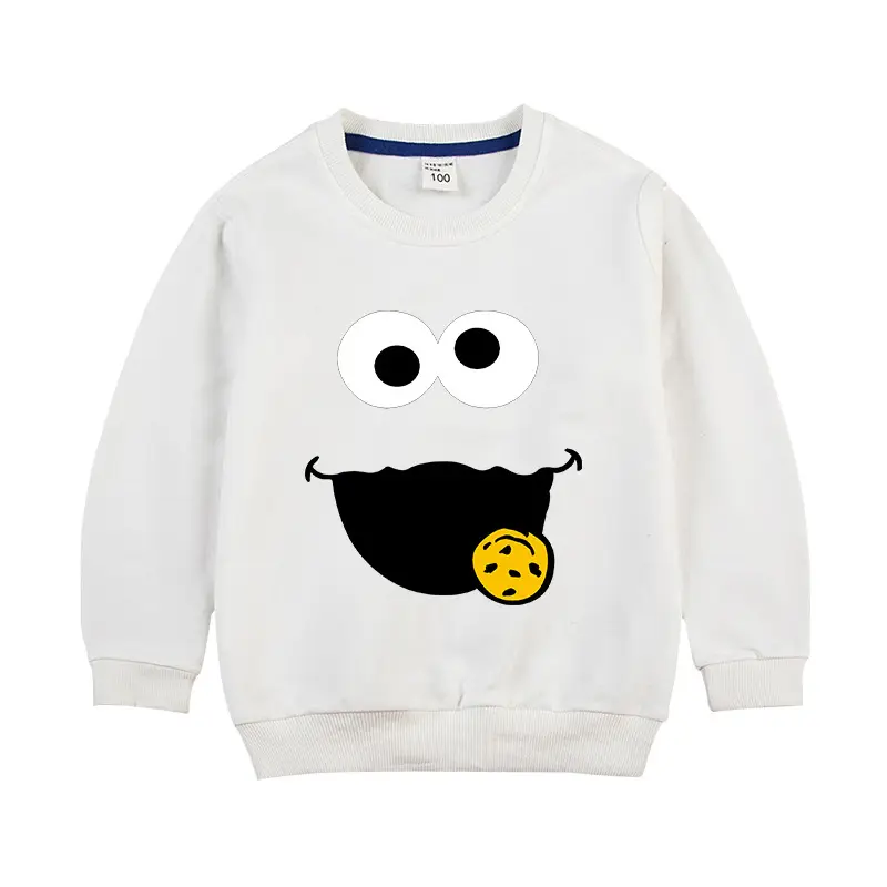 Gray Cartoon Face Cotton Sweater for Kids