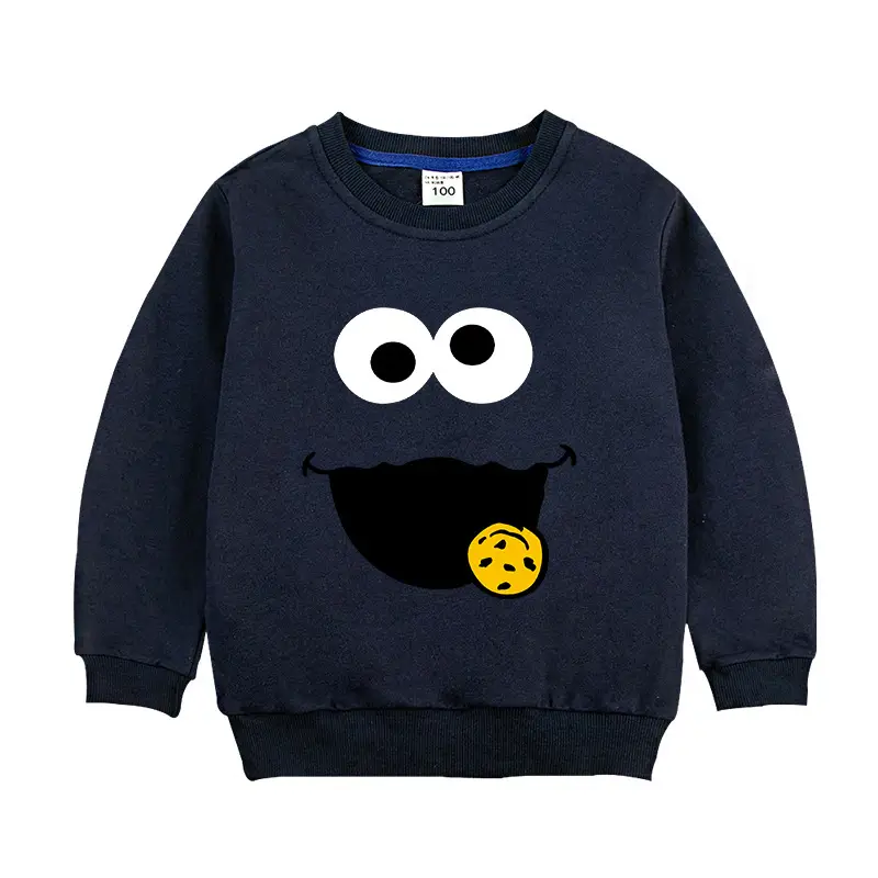 Gray Cartoon Face Cotton Sweater for Kids