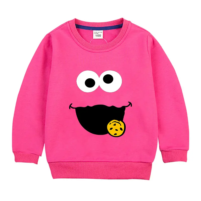 Gray Cartoon Face Cotton Sweater for Kids