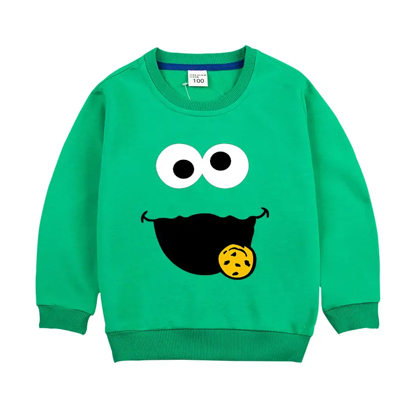 Gray Cartoon Face Cotton Sweater for Kids