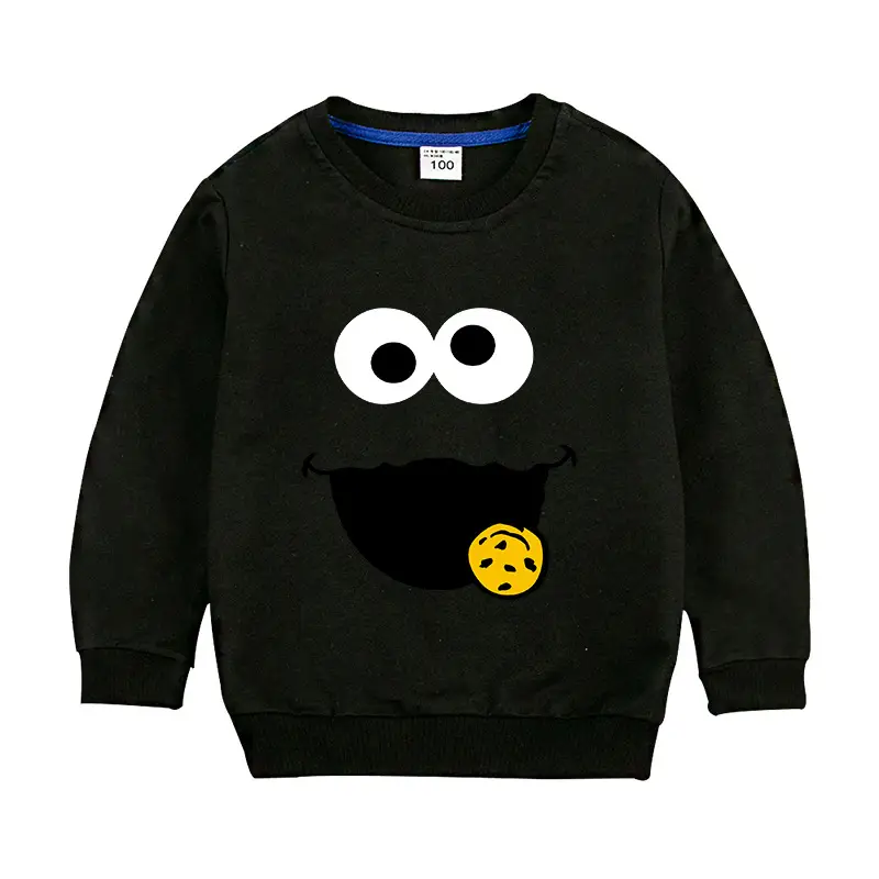 Gray Cartoon Face Cotton Sweater for Kids