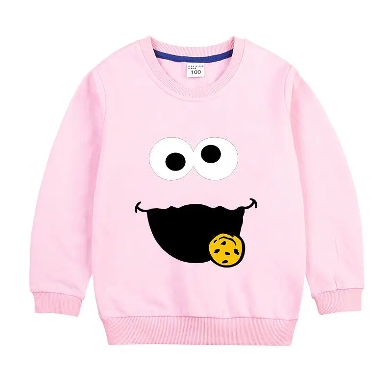 Gray Cartoon Face Cotton Sweater for Kids