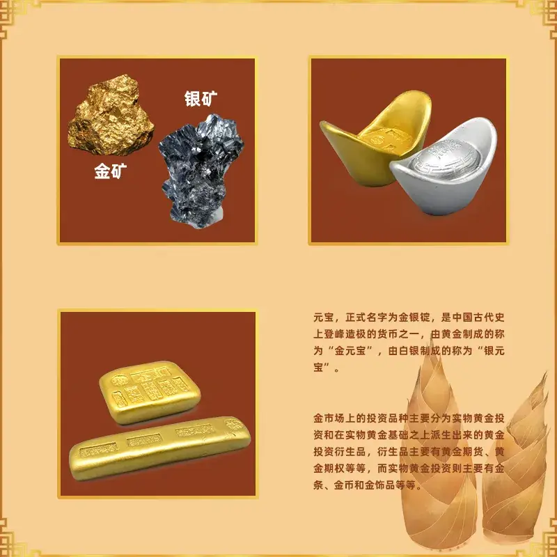 Ancient Gold & Silver Ingot Ornaments for Kids & Adults