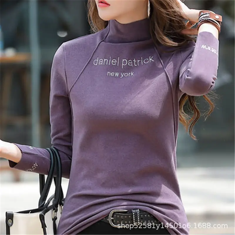 Women 2025 Long Sleeve Turtleneck Shirt Green - Image 8