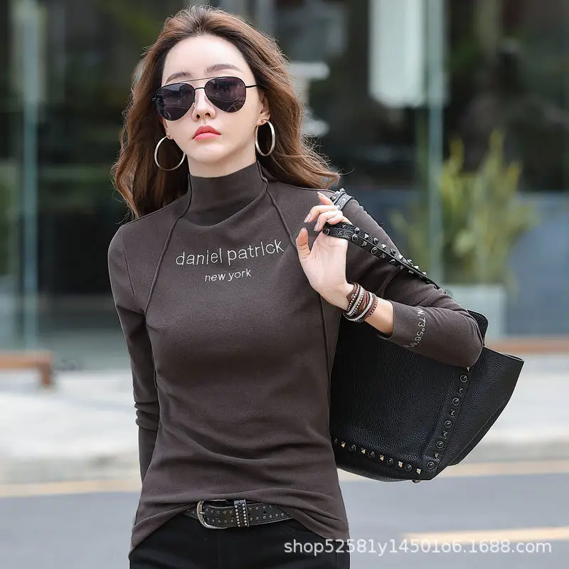 Women 2025 Long Sleeve Turtleneck Shirt Green - Image 3