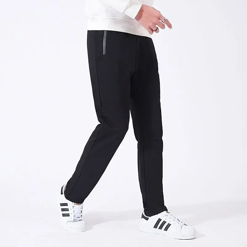 Men Knitted Black Straight Leg Pants Spring Autumn - Image 6