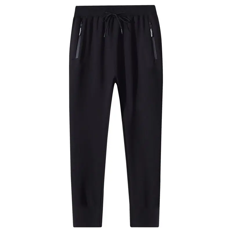 Men Knitted Black Straight Leg Pants Spring Autumn - Image 8