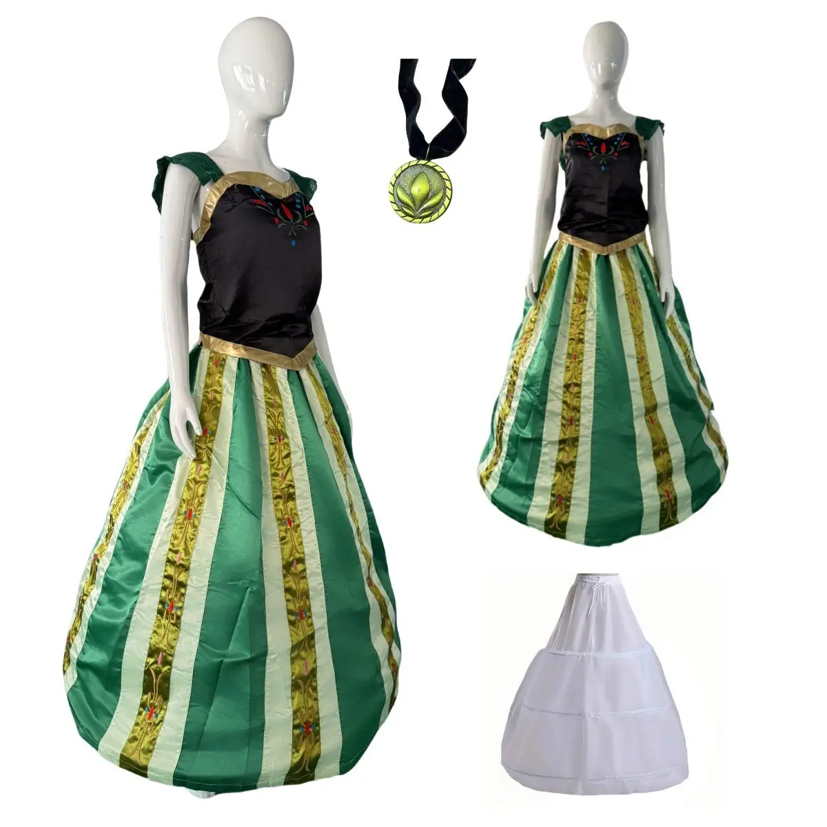 Frozen Anna Princess Dress Green Skirted Top