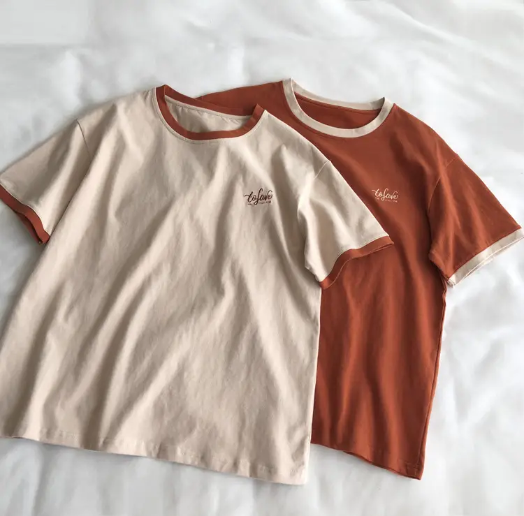 Women Crossbody T-Shirt Vintage Korean Style Slimming - Image 4