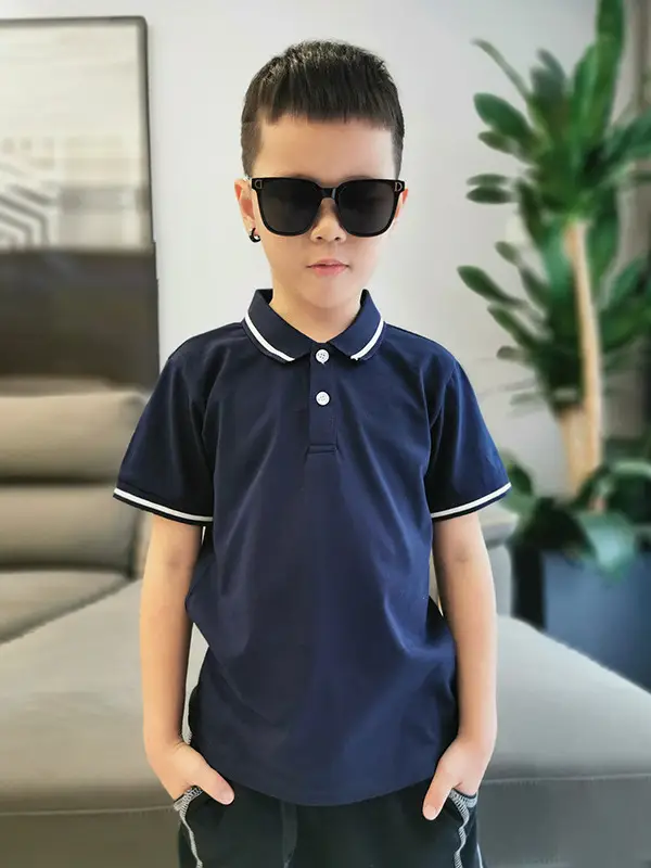 2026 Boys Navy Polo T-Shirt Short Sleeve Wholesale - Image 15